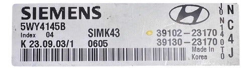 Computadora Hyundai Elantra 2.0 M/t 2004-2006 39102-23170