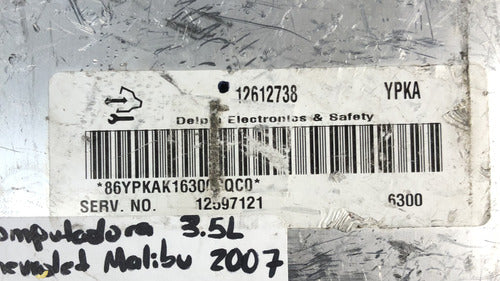 Computadora Chevrolet Malibu 3.5l 2007 12612738 (ypka)