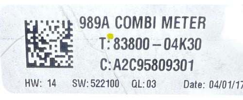 Velocímetro Cluster Toyota Tacoma 2017 83800-04k30 Negro