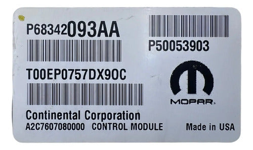 Pcm Computadora Jeep Cherokee 2.4l 2018 P68342093aa