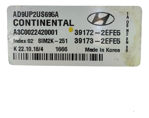 Computadora Hyundai Elantra 2.0l 2017-2020 39172-2efe5