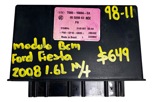 Módulo Bcm Ford Fiesta 1.6l M/t 2008 7s65-15604-ea