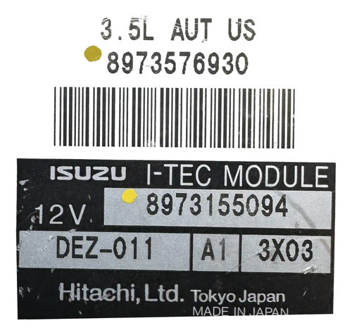 Computadora Isuzu Rodeo 3.5l 2004 8973155094