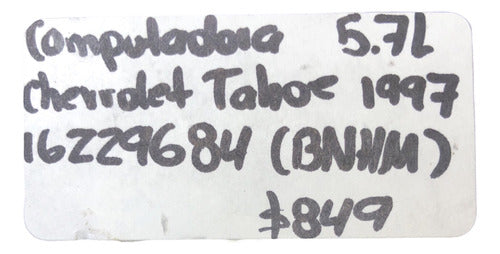 Computadora Chevrolet Tahoe 5.7l 1997 16229684 (bnhm)