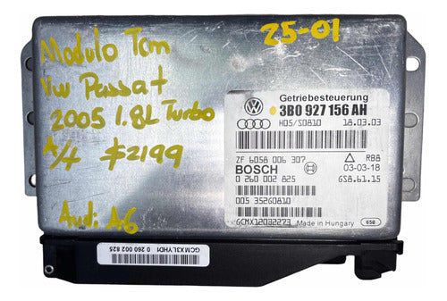 Modulo Tcm Vw Passat 1.8l A/t 2005 Turbo 3b0 927 156 Ah
