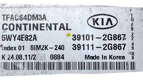 Computadora Kia Optima 2.4l 11-13 39101-2g867