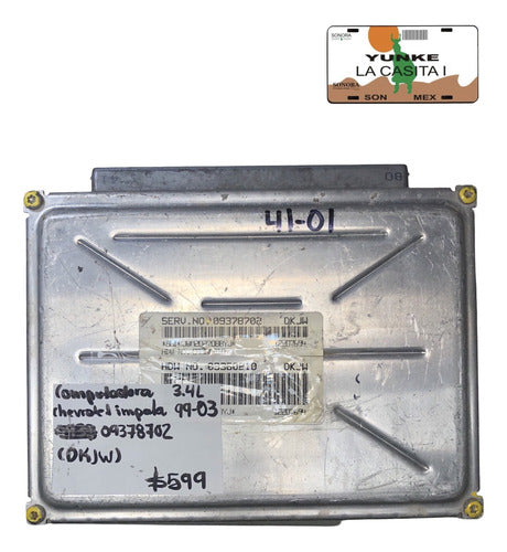 Computadora Chevrolet Impala 3.4l 99-03 09378702 (dkjw)