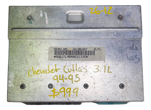 Computadora Chevrolet Cutlas 3.1l 1994-1995 16196387 (bjtl)