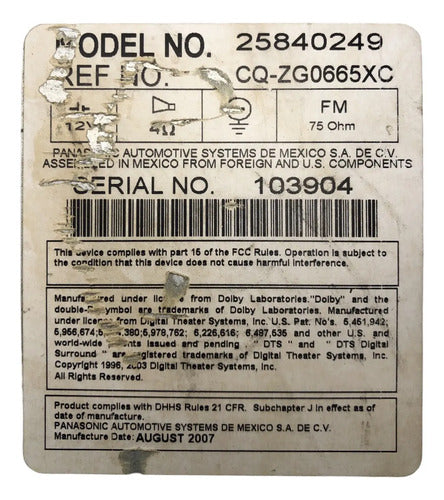 Estereo Chevrolet Silverado 07-11 25840249