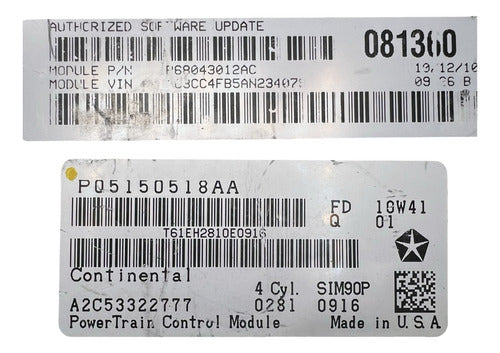 Computadora Chrysler Sebring 2.4l 07-10 P05150518aa