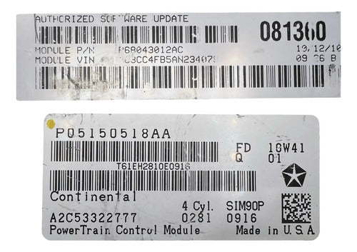 Pcm Computadora Chrysler Sebring 2.4l 07-10 P05150518aa