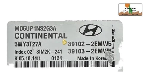 Computadora Hyundai Elantra 1.8l A/t 14-16 39102-2emw5