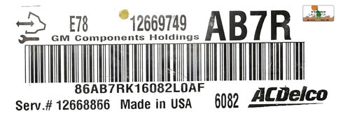 Computadora Chevrolet Sonic 1.4l A/t 2016 12669749 (ab7r)