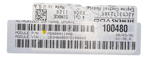 Computadora Dodge Caliber 2.0l 07-10 P68000110ab