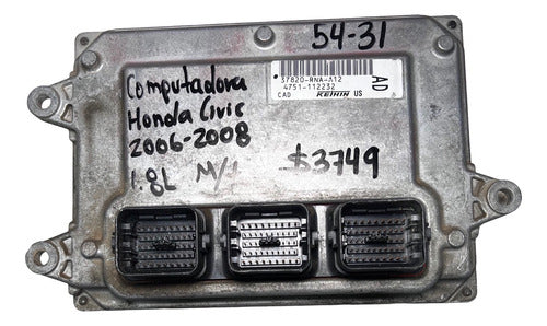 Computadora Honda Civic 1.8l M/t 06-08 37820-rna-a12 (ad)