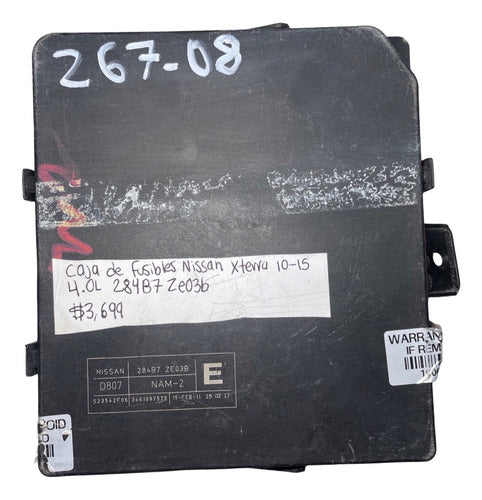 Caja De Fusibles Nissan Xterra 4.0l A/t 10-15 284b7 Ze03b E
