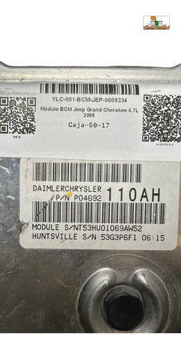 Módulo Bcm Jeep Grand Cherokee 4.7l 2006 P04692110ah