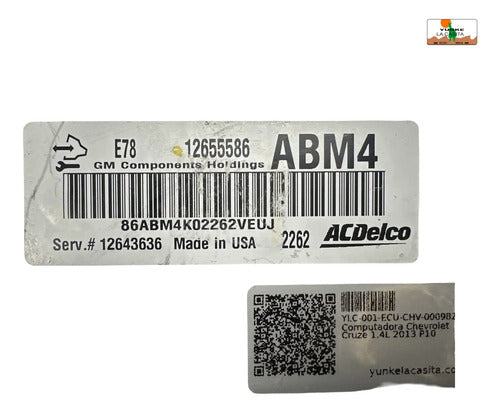 Pcm Computadora Chevrolet Cruze 1.4l 2013 12655586 Abm4 P10