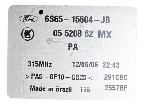 Modulo Bcm Ford Fiesta 1.6l 2006 6s65-15604-jb