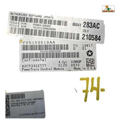 Pcm Computadora Dodge Journey 2.4l 07-10