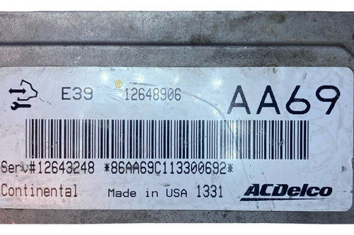 Computadora Chevrolet Impala 3.6l 2012 12648906 (aa69)