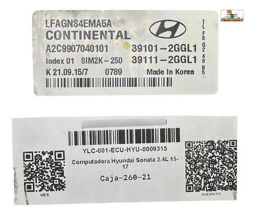 Computadora Hyundai Sonata 2.4l 15-17 39101-2ggl1