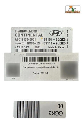 Computadora Hyundai Sonata 2.4l 15-17 39101-2ggk3