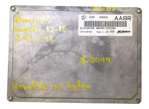 Computadora Chevrolet Impala 2012-2016       12650248 (aa8r)
