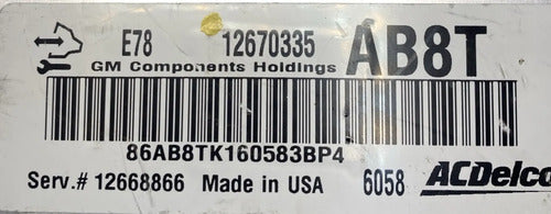 Computadora Chevrolet Silverado 6.0l 12-16 12670335 Ab8t P2