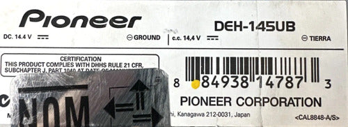 Estéreo Pioneer Universal C/ Usb Y Bluetooth