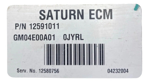 Pcm Computadora Saturn Ion 2003-2004 2.2l 12591011