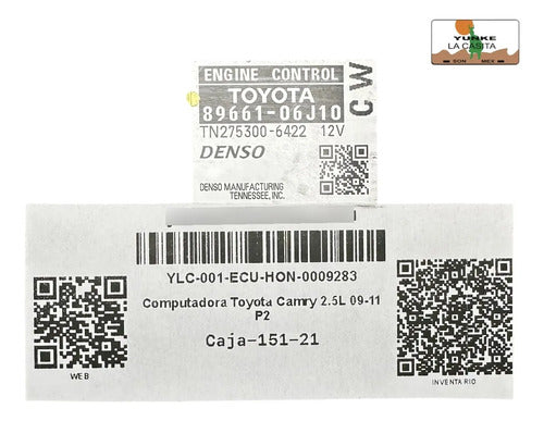 Computadora Toyota Camry 2.5l 09-11 89661-06j10 (cw)