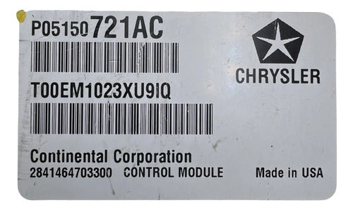 Pcm Computadora Dodge Journey 3.6l 2013 P05150721ac
