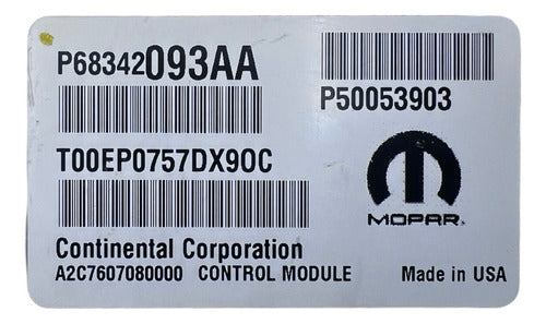 Computadora Jeep Cherokee 2.4l 2018 P68342093aa