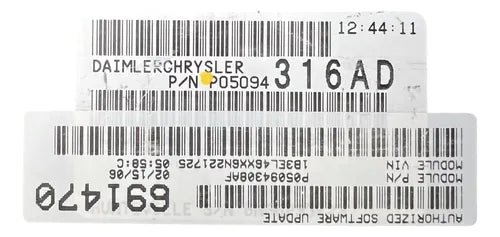 Pcm Computadora Chrysler Sebring 2.4l 2006 P05094316ad