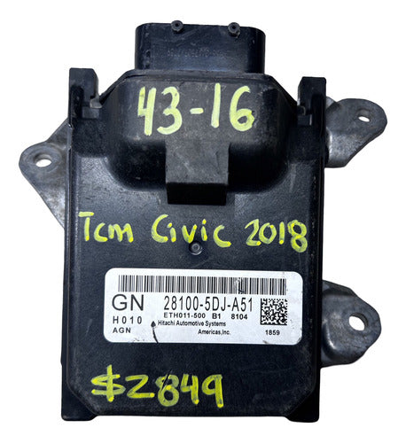 Módulo Tcm Honda Civic 2018   28100-5dj-a51