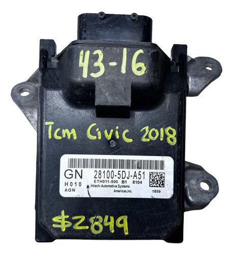 Módulo Tcm Honda Civic 2018   28100-5dj-a51